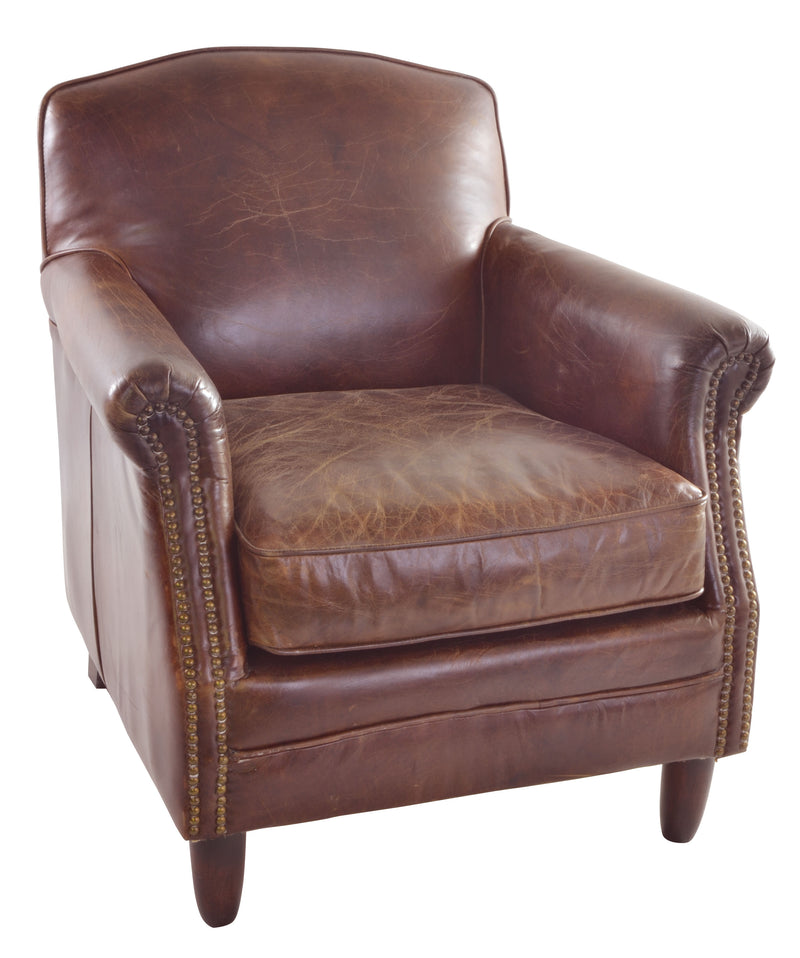 Vintage Leather Studded Front Leather Chair